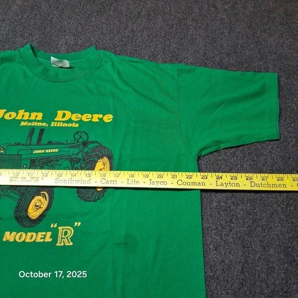 Vintage John Deere Model R T Shirt Green Size XL Hanes 50/50 90s Single Stitch - Picture 7 of 10